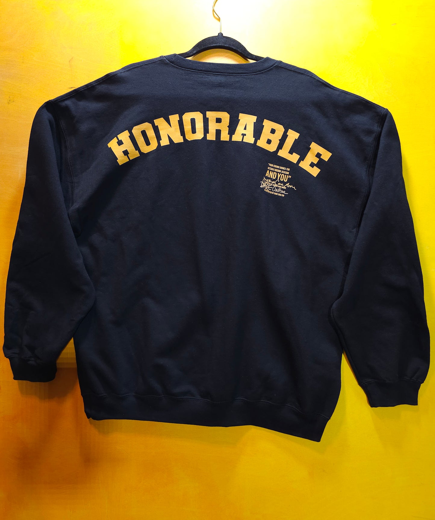 Honorable Back Print Crew Neck Sweatshirt - Long Sleeve Shirt with embroidered crown front