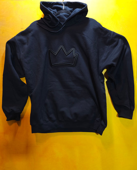 Crown - Black 3D Puff embroidered pullover hoodie
