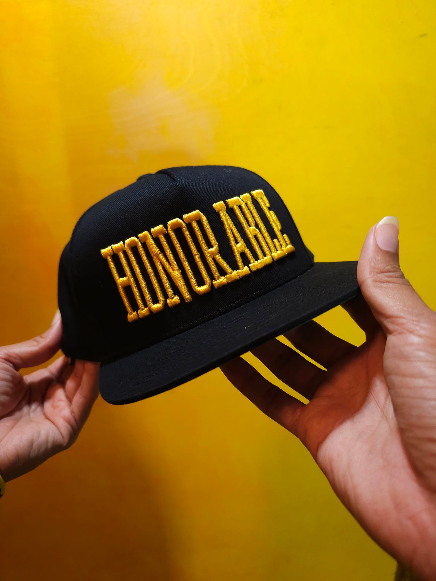 Honorable - yellow gold 3D Puff embroidered hat