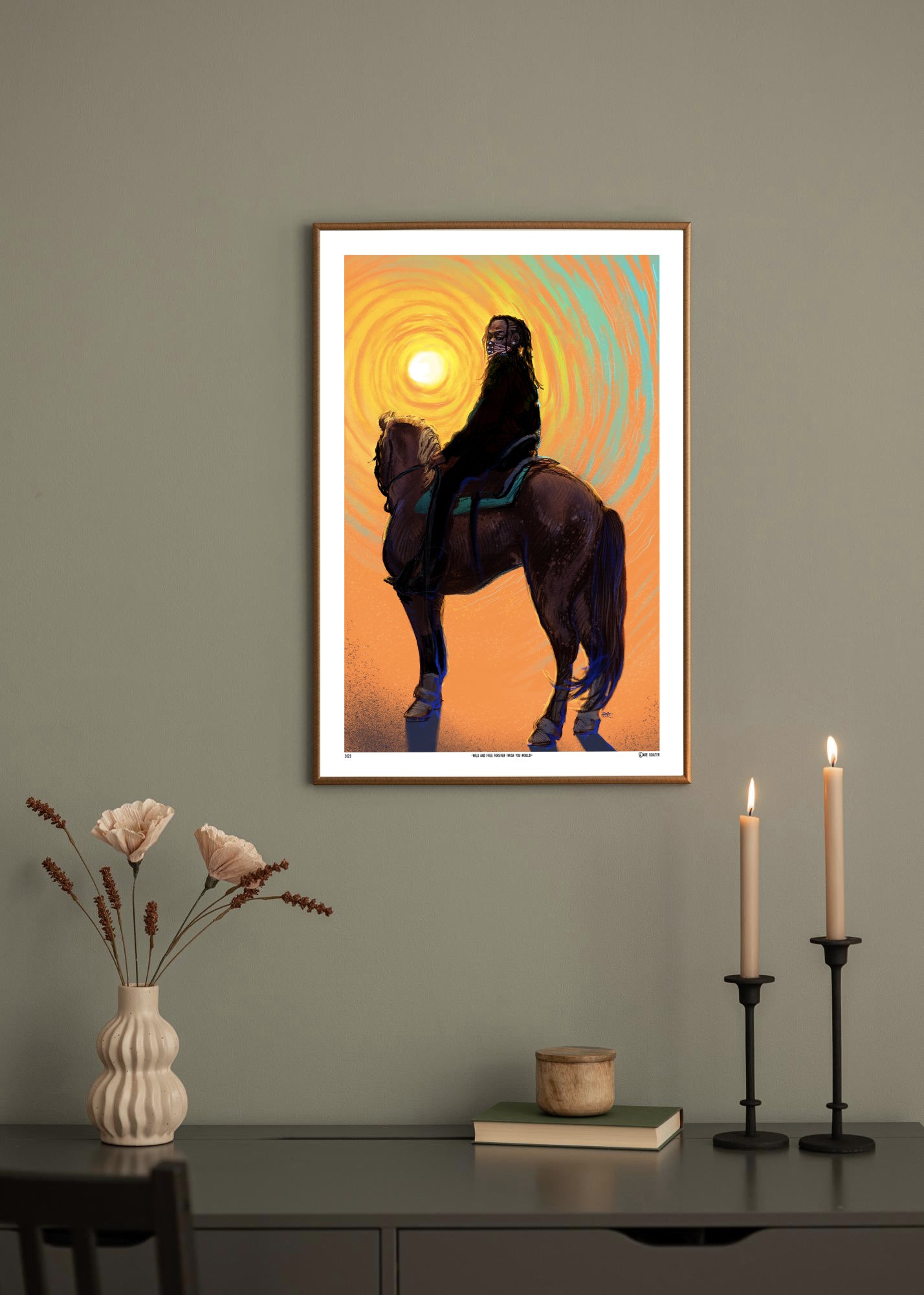 "Wild and Free Forever" giclee black cowboy print
