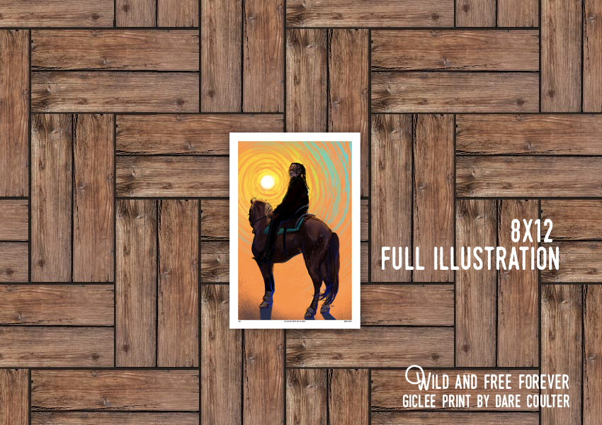 "Wild and Free Forever" giclee black cowboy print