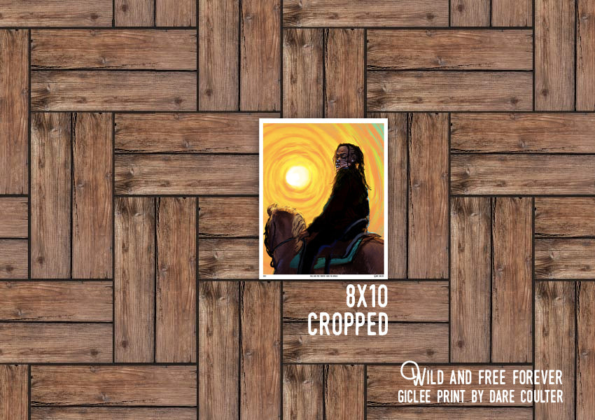 "Wild and Free Forever" giclee black cowboy print
